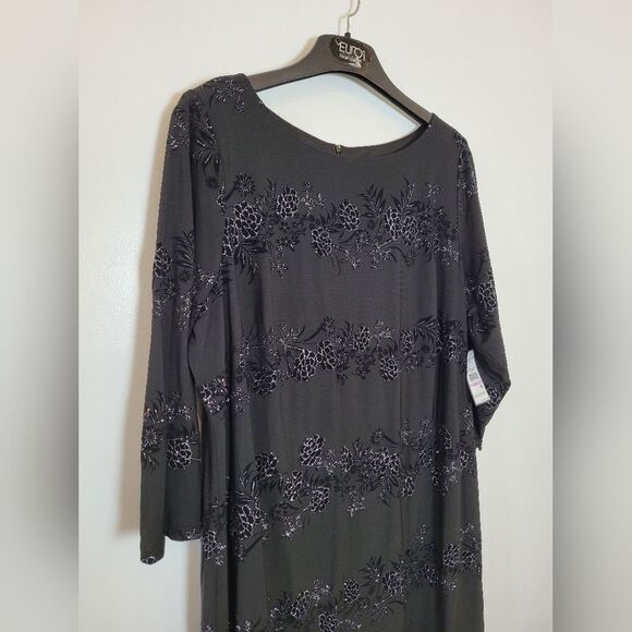 NEW Jessica Howard Formal Dress Midi Sheath Glitter Burnout Floral Cocktail 22 W - Picture 5 of 10